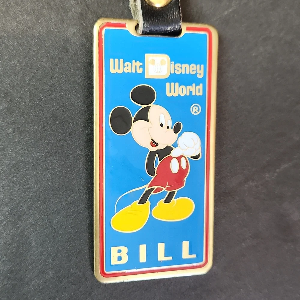 BILL Mickey Mouse Metallic Keychain, Walt Disney World, 1980s Vintage